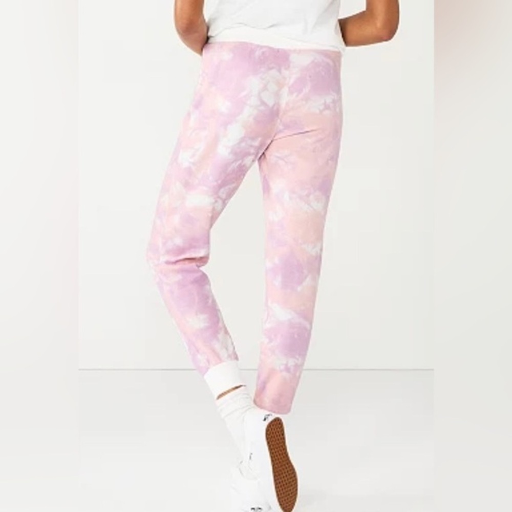 Vans pink Tie-Dye white band Mid-Rise Joggers size small new